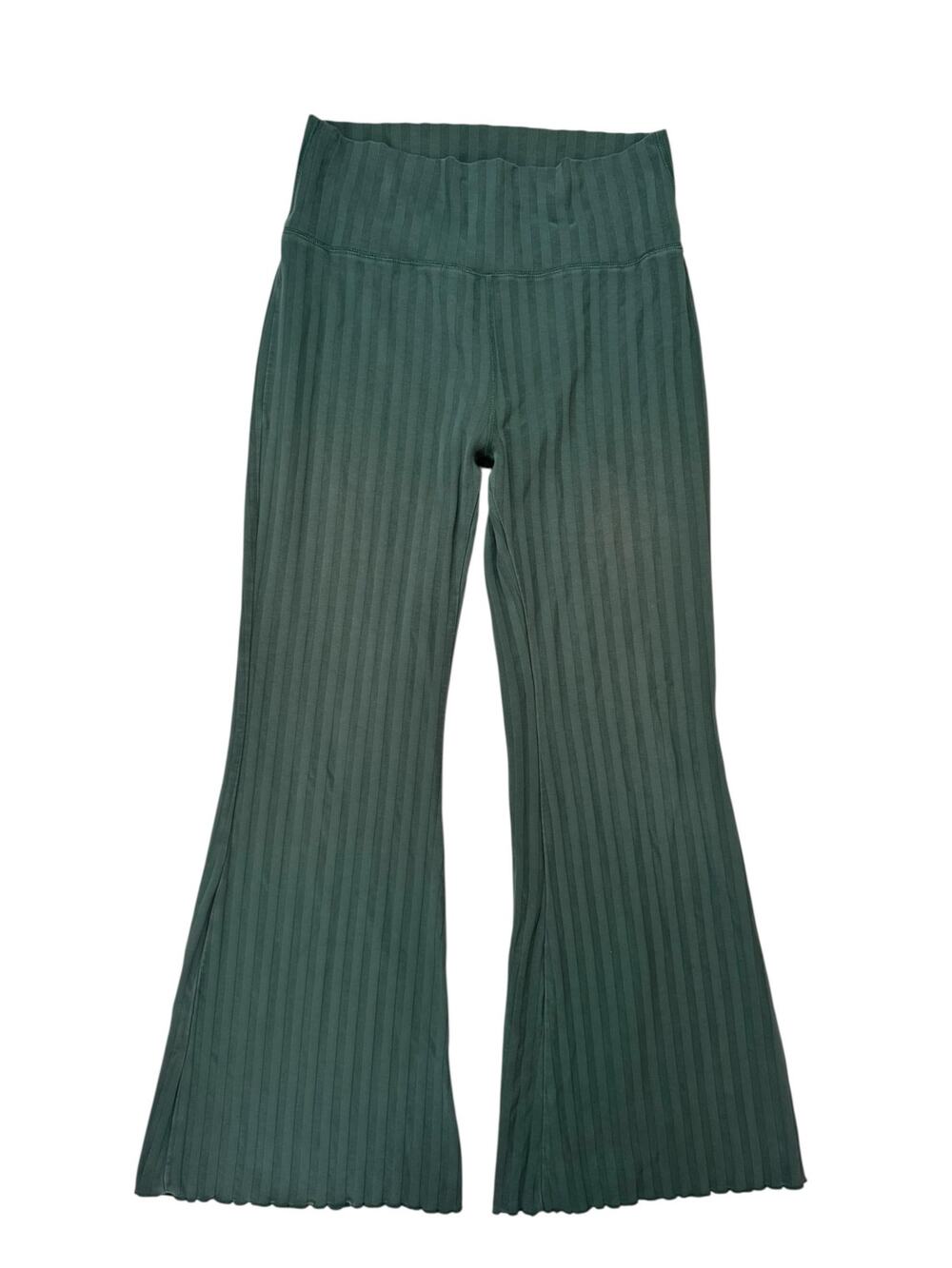 AERIE Offline OG Flare High Rise Ribbed Pants in Forest Green Size XL Short